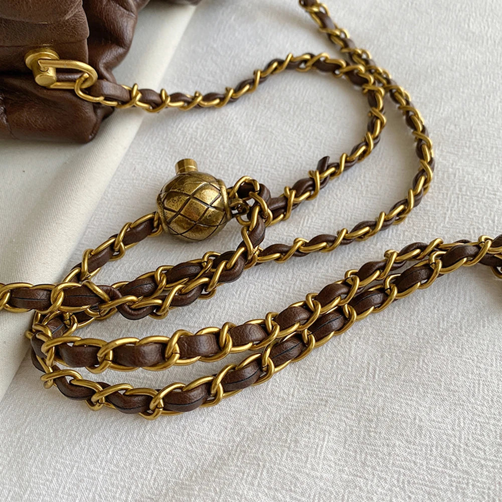 Pleated PU Leather Hobo Bag