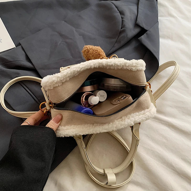 Lamb Wool Plush Handbag