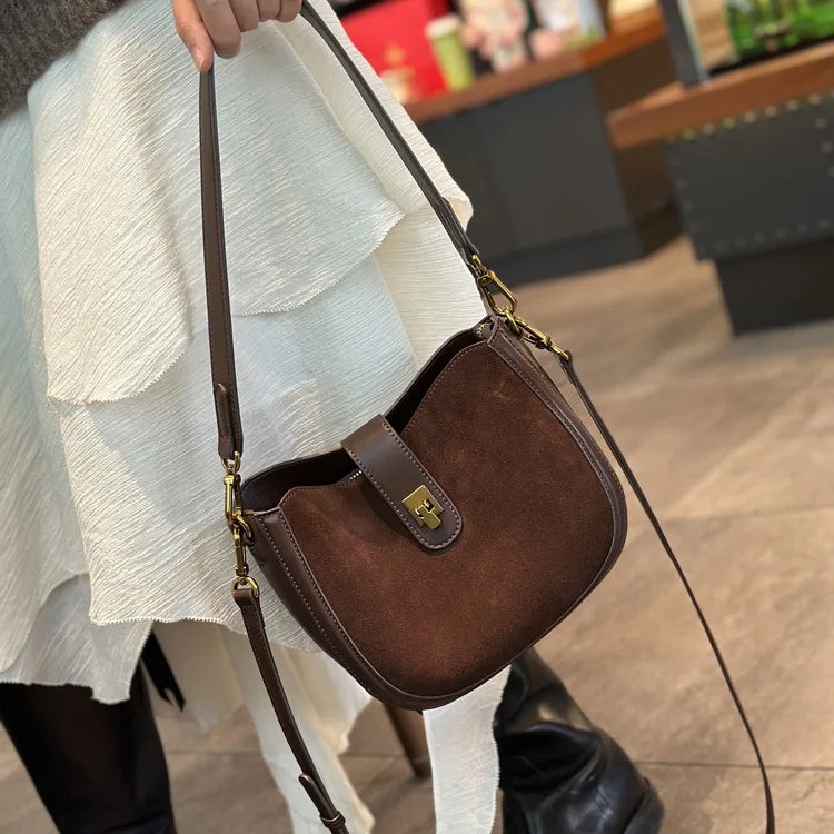 Genuine Leather Shoulder Bag - Soft Crossbody Handbag