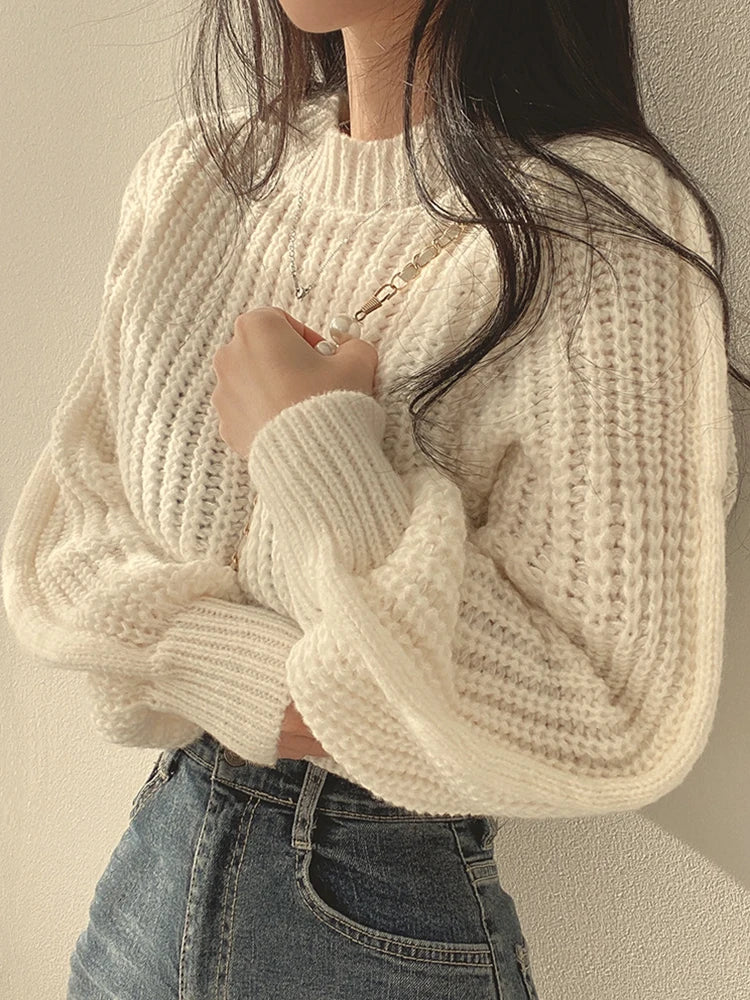 Lantern Sleeve Knit Sweater