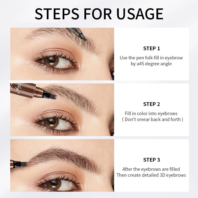 4-Prong Waterproof Eyebrow Pencil